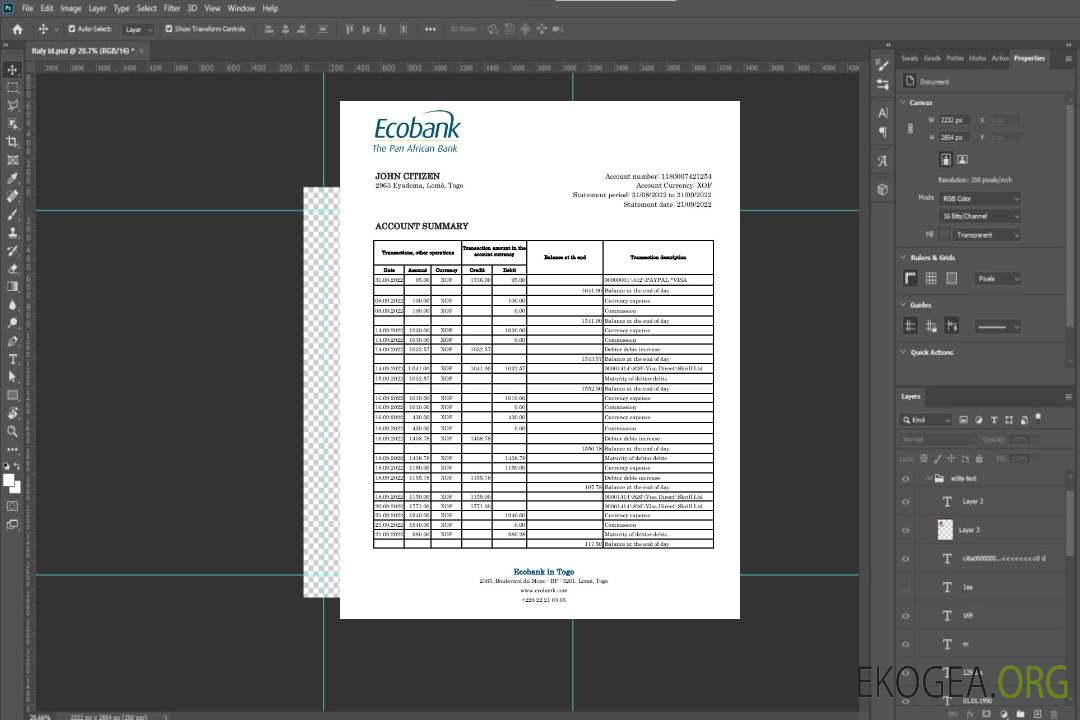 Relevé bancaire Ecobank du Togo xls template